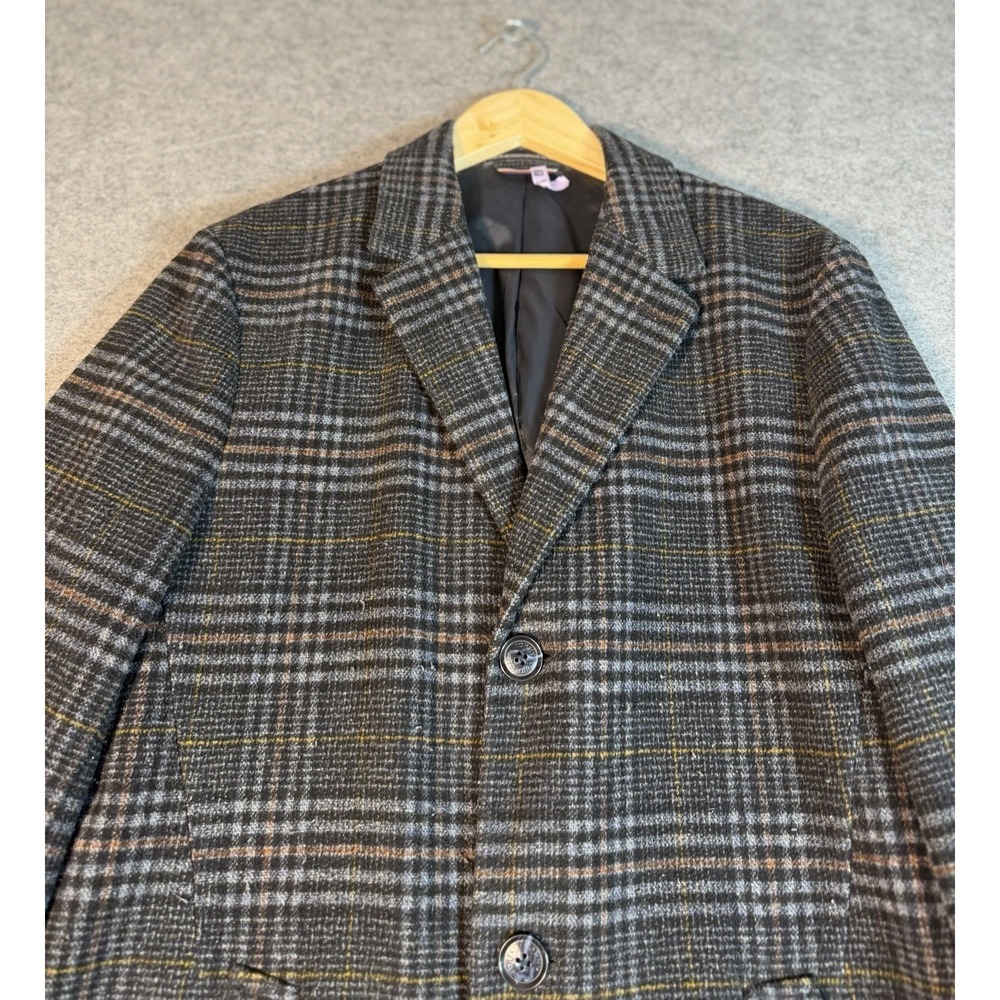 Tommy Hilfiger Men's Plaid Wool Blend Overcoat Size M Tailored Topcoat Lined